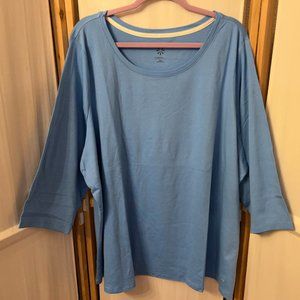 ISAAC MIZRAHI LIVE Sz 4X Blue 3/4 Sleeve Tunic Top